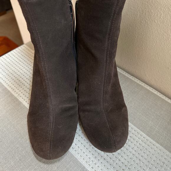 Chie Mihara Chocolate Brown Suede Leather Angle Boots with chunky Heel Size 6 - Picture 2 of 9